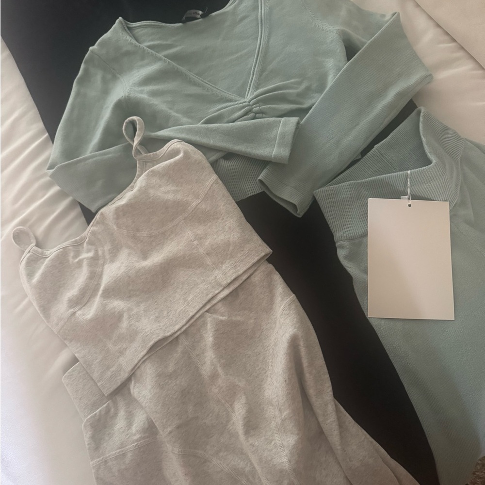 Mint Green and Gray Women's Outfit Set